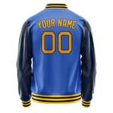 Custom Electric-Blue Navy Solid Color Varsity Letterman Jacket