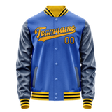 Custom Electric-Blue Navy Solid Color Varsity Letterman Jacket