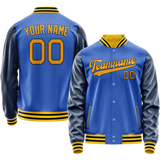 Custom Electric-Blue Navy Solid Color Varsity Letterman Jacket