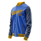 Custom Electric-Blue Navy Solid Color Varsity Letterman Jacket
