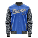 Custom Electric-Blue Navy Solid Color Varsity Letterman Jacket