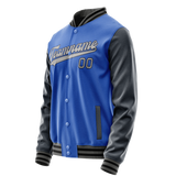 Custom Electric-Blue Navy Solid Color Varsity Letterman Jacket