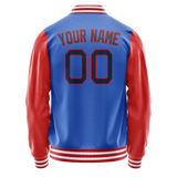 Custom Electric-Blue Orange Solid Color Varsity Letterman Jacket