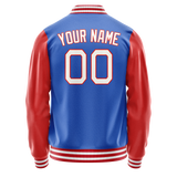 Custom Electric-Blue Orange Solid Color Varsity Letterman Jacket