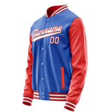 Custom Electric-Blue Orange Solid Color Varsity Letterman Jacket