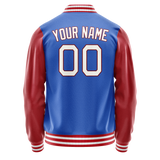 Custom Electric-Blue Crimson Solid Color Varsity Letterman Jacket