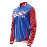 Custom Electric-Blue Crimson Solid Color Varsity Letterman Jacket