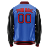 Custom Electric-Blue Red Solid Color Varsity Letterman Jacket
