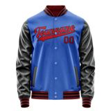 Custom Electric-Blue Red Solid Color Varsity Letterman Jacket