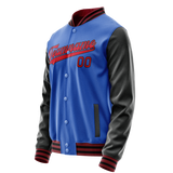 Custom Electric-Blue Red Solid Color Varsity Letterman Jacket