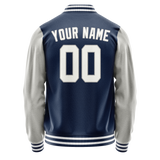Custom Royal Gray Solid Color Varsity Letterman Jacket