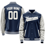 Custom Royal Gray Solid Color Varsity Letterman Jacket