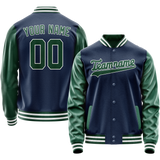 Custom Royal Kelly-Green Solid Color Varsity Letterman Jacket