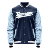 Custom Royal Light-Blue Solid Color Varsity Letterman Jacket
