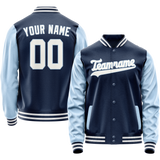 Custom Royal Light-Blue Solid Color Varsity Letterman Jacket