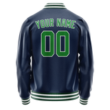Custom Royal Neon-Green Solid Color Varsity Letterman Jacket