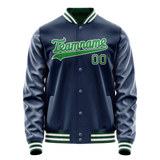 Custom Royal Neon-Green Solid Color Varsity Letterman Jacket