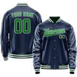 Custom Royal Neon-Green Solid Color Varsity Letterman Jacket