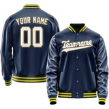 Custom Royal White Solid Color Varsity Letterman Jacket