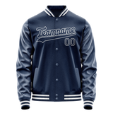 Custom Royal White Solid Color Varsity Letterman Jacket