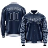 Custom Royal White Solid Color Varsity Letterman Jacket