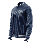 Custom Royal White Solid Color Varsity Letterman Jacket