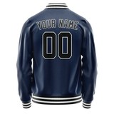 Custom Royal Black Solid Color Varsity Letterman Jacket