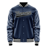 Custom Royal Black Solid Color Varsity Letterman Jacket