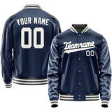 Custom Royal White Solid Color Varsity Letterman Jacket