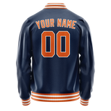 Custom Royal Orange Solid Color Varsity Letterman Jacket