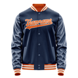 Custom Royal Orange Solid Color Varsity Letterman Jacket