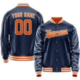 Custom Royal Orange Solid Color Varsity Letterman Jacket