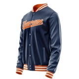 Custom Royal Orange Solid Color Varsity Letterman Jacket