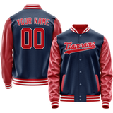 Custom Royal Texas-Orange Solid Color Varsity Letterman Jacket