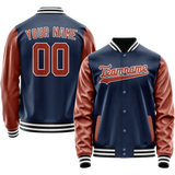 Custom Royal Brown Solid Color Varsity Letterman Jacket