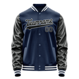 Custom Royal Black Solid Color Varsity Letterman Jacket
