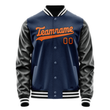 Custom Royal Black Solid Color Varsity Letterman Jacket