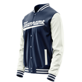 Custom Royal White Solid Color Varsity Letterman Jacket