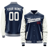 Custom Royal White Solid Color Varsity Letterman Jacket