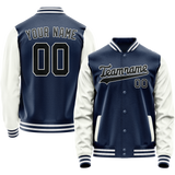 Custom Royal White Solid Color Varsity Letterman Jacket