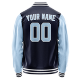 Custom Navy Light-Blue Solid Color Varsity Letterman Jacket