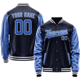 Custom Navy Royal Solid Color Varsity Letterman Jacket