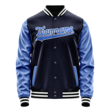Custom Navy Royal Solid Color Varsity Letterman Jacket