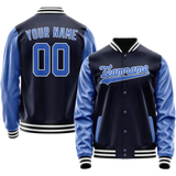 Custom Navy Royal Solid Color Varsity Letterman Jacket