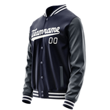Custom Navy White Solid Color Varsity Letterman Jacket