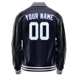 Custom Navy White Solid Color Varsity Letterman Jacket