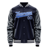 Custom Navy Royal Solid Color Varsity Letterman Jacket