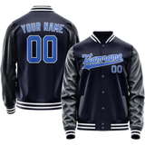 Custom Navy Royal Solid Color Varsity Letterman Jacket