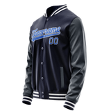 Custom Navy Royal Solid Color Varsity Letterman Jacket