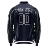 Custom Navy White Solid Color Varsity Letterman Jacket